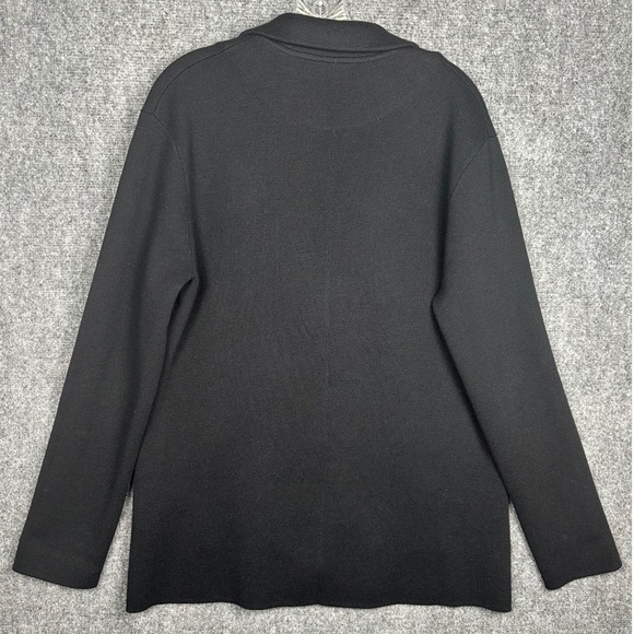 J. Crew Black Knit Blazer Jacket Cardigan Size L Cotton Merino Wool Old Money - Picture 4 of 10